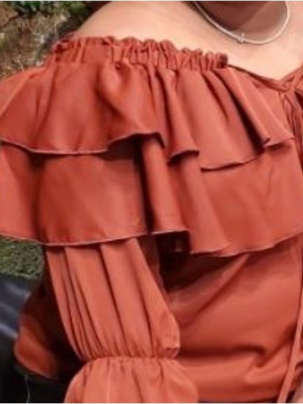 Macy's Rust Ruffle Peasant Blouse - Picture 3 of 3